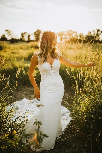 Stella York 7457 #1 (IV-PL) Ivory Gown w Porcelain Tulle Plunge thumbnail