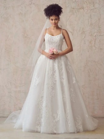 Maggie Sottero VICTORIANA (22MS946A01 - Unlined Bodice) #4 Ivory over Misty Mauve (gown with Ivory Illusion) thumbnail