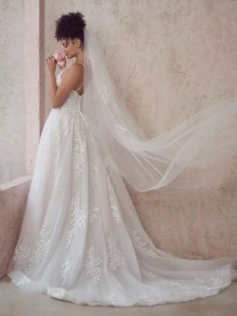 Maggie Sottero VICTORIANA (22MS946A01 - Unlined Bodice) #5 Ivory over Misty Mauve (gown with Ivory Illusion) thumbnail