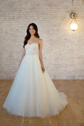Stella York 7596 #0 default (IV-BC) Ivory Lace Tulle and Regal Organza over Biscotti Gown thumbnail