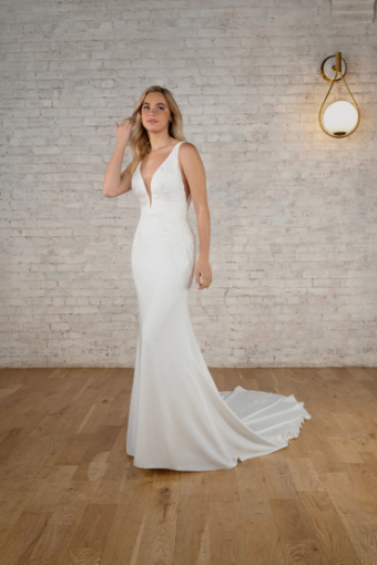 Stella York 7774 #0 default (PI-PL) Pure Ivory Gown w Porcelain Tulle Plunge thumbnail
