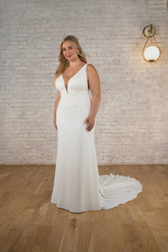 Stella York 7774 #11 default (PI-PL) Pure Ivory Gown w Porcelain Tulle Plunge thumbnail