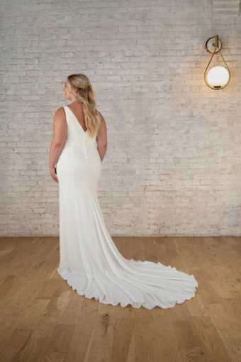 Stella York 7774 #12 (PI-PL) Pure Ivory Gown w Porcelain Tulle Plunge thumbnail