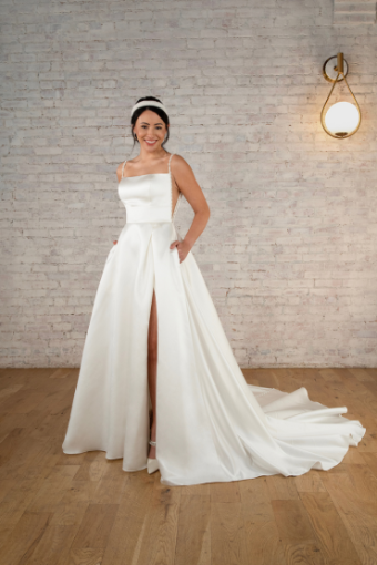 Stella York 7830 #0 default (IV-PL) Ivory Gown w Porcelain Tulle Side Plunge thumbnail