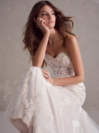 Rebecca Ingram HILDA (24RS183A01 - Unlined bodice) #0 default Ivory over Blush (gown with Natural Illusion) thumbnail