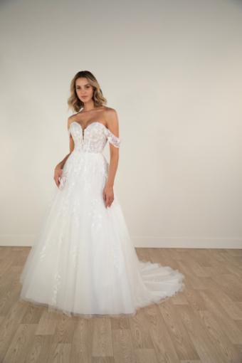 Stella York 7849 #0 default (IVAL-PL) Ivory Lace and Tulle over Almond Gwn w Porcelain Tulle Plunge thumbnail