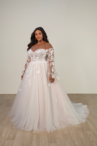 Stella York 8012 #11 (IVBC-PL) IVR LACE TULLE & REGAL ORGANZA OV BSC GOWN W PLN TULLE ILLUS thumbnail