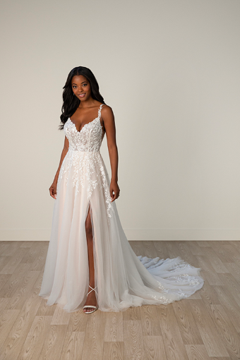 Stella York 8036 #0 default (IVIV-PL) IVR LACE & TULLE OVER IVORY GOWN W PORCELAIN TULLE SIDE PLNG thumbnail