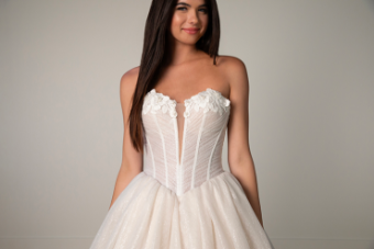 Stella York 8048 #10 default (IVIV-PL) IVR LACE & TULLE OVER IVORY GOWN W PORCELAIN TULLE PLUNGE thumbnail