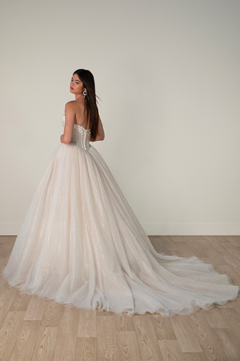 Stella York 8048 #9 (IVIV-PL) IVR LACE & TULLE OVER IVORY GOWN W PORCELAIN TULLE PLUNGE thumbnail