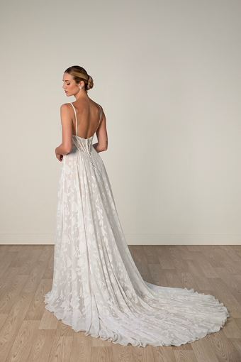 Stella York 8055 #9 (IV-HZ) IVORY LACE AND TULLE OVER HAZELNUT GOWN thumbnail