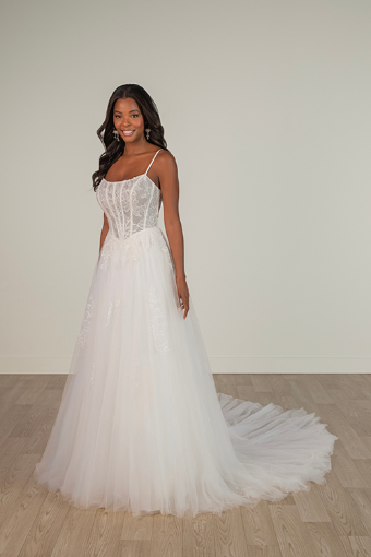 Stella York SY8114 (Lace Up Back) #0 default (IV-BC) Ivory Lace Tulle and Regal Organza over Biscotti Gown thumbnail