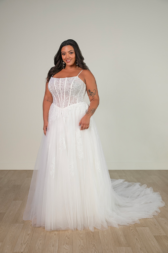 Stella York SY8114 (Lace Up Back) #3 default (IV-BC) Ivory Lace Tulle and Regal Organza over Biscotti Gown thumbnail