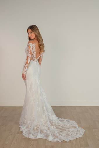 Stella York SY8162 #1 (IVLN-PL) IVORY LACE & TULLE OVER LINEN GOWN W PORCELAIN TULLE ILLUSION thumbnail