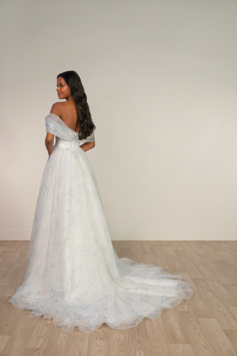 Stella York SY8215 #6 (FB-IV) FRENCH BLUE FLORAL PRINTED ORGANZA OVER IVORY GOWN thumbnail