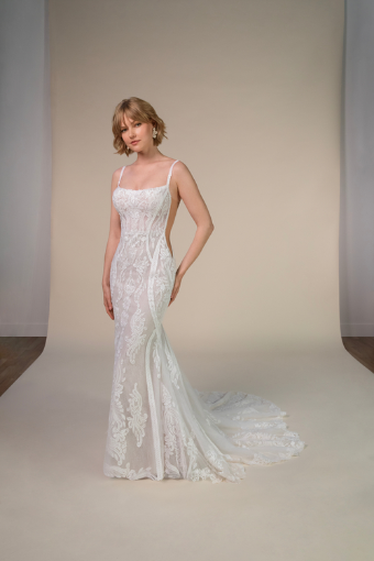 Stella York ESRA #0 default (IVRM-PL) Ivory Lace & Tulle over Rum Gown w Porcelain Tulle Illusion thumbnail